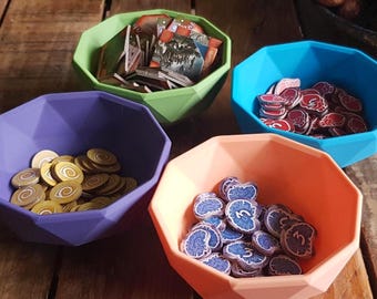 Juego de 4 cuencos de estilo geométrico para fichas de juegos de mesa, dados, etc.