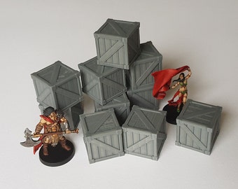 Cajas de madera impresas en 3D - Juego de 10 para juegos de guerra, juegos de rol y juegos de mesa
