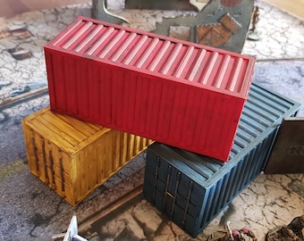 Contenedores de envío impresos en 3D (juego de 3) - Terreno de juego de guerra a escala 28/32 mm