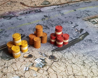 Barriles impresos en 3D pintados: Terreno de guerra en el desierto (15 unidades)