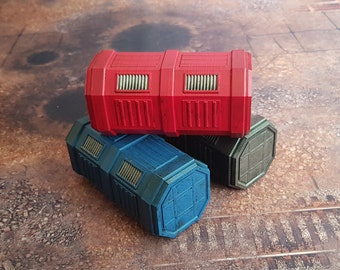 Contenedores de envío de ciencia ficción (juego de 3) - Terreno de juego de guerra de 28/32 mm, SIN PINTAR