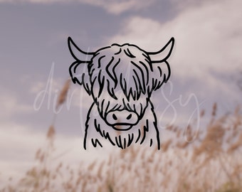 Highland Cow Decal, Cow Decals, Cow Stickers, Cute Cow Sticker, Waterproof Stickers, Cow Gifts, Cute Car Decal, Boho Stickers