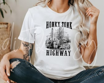 Honky Tonk Highway Tee, Western T Shirts, Graphic Tees, Women's Shirts, Shirts For Women, Cute T Shirts, Gifts For Her, Western Style