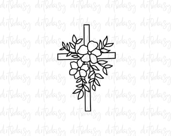 Floral Cross Svg File, Christian Svg File, Cross Svg File, Digital Download, Instant Download, Flower Svg File, SVG File, Cross Downloads