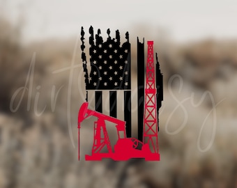 Oilfield Decal, Oil Rig Decal, Oilfield Stickers, Gifts For Men, Truck Decals, Blue Collar Decals, Blue Collar Gifts, American Flag Decal