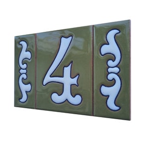 Hand-Painted Costa Green Ceramic Number Tile with Optional Frame (10 x 7.5cm)