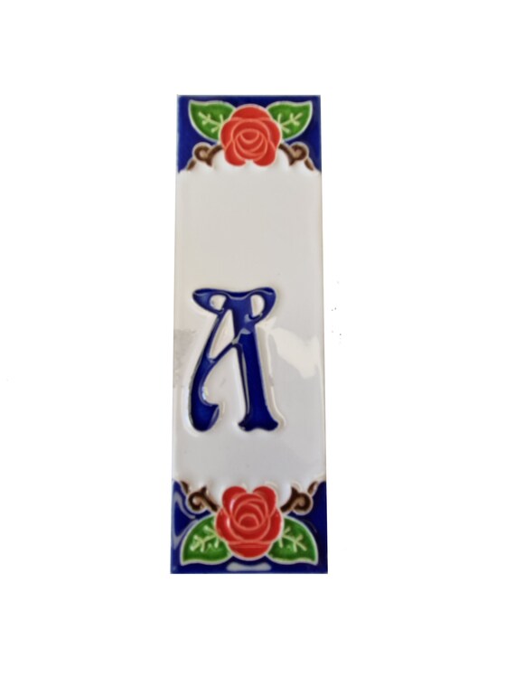 Piastrelle Ceramica Numeri E Lettere - Decorazione Floreale Blu Per Personalizzare Casa - Foto 2