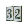 Hand-painted Italian-styled Green and White Ceramic Custom House Address Numbers Tiles 11 x7 cm | Optional Brown and White Frames
