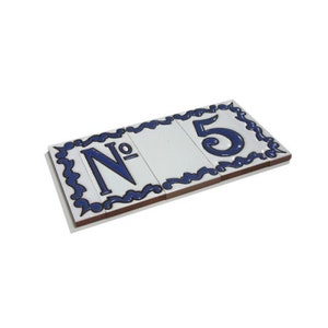 10 x 5.5 cm Hand-painted Blue Glazed Ceramic Spanish Designed Letter And Number Tiles With Accessories