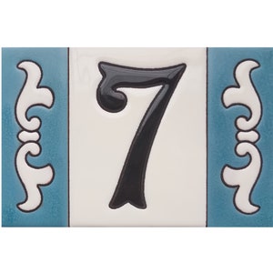 Spanish Designed Costa White Ceramic Numbers & Letters Tiles 10 x 7.5cm  With The Option Of Blue, Black, Green, And Brown Ends