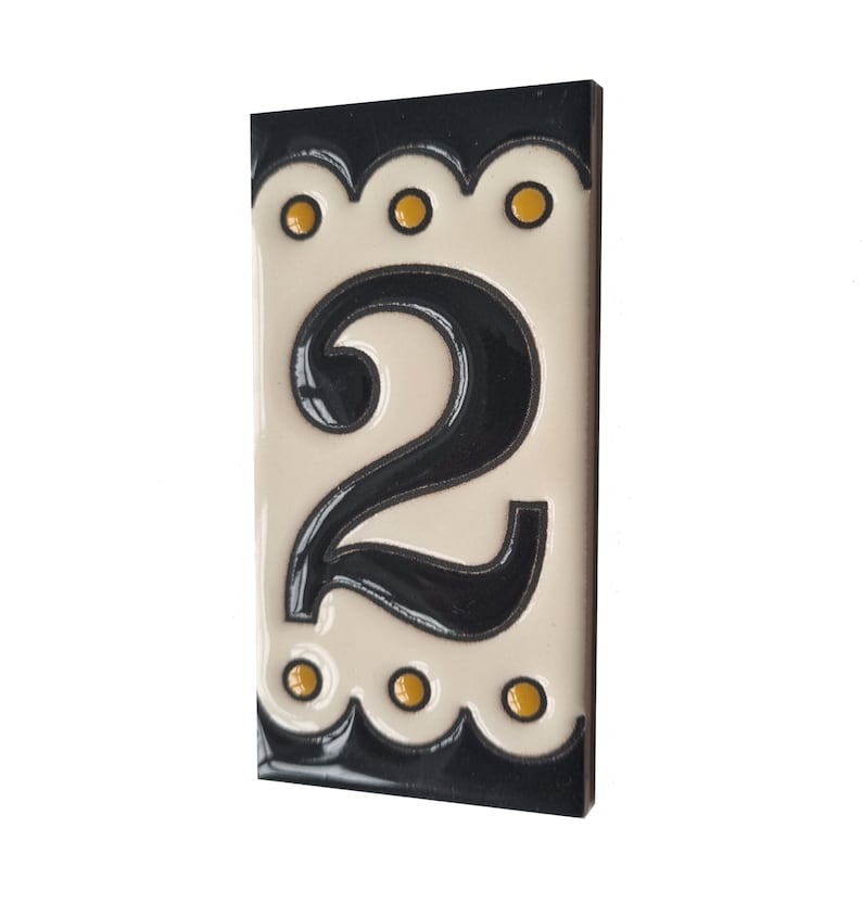 Soto M-3 Spanish Hand-painted Ceramic 11 x 5.5 cm or 2.165 x 4.331 inch House Number Tiles & Accessories