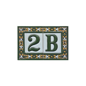 Hand-painted Floral seville Glazed Ceramic Spanish Letter Number Tiles - 11 x 5.5 cm