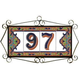 Hand-painted Brown Glazed Spanish-designed Ceramic letter and Number Tiles 15 x 7.5 cm