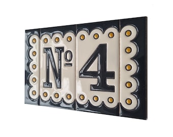 Soto M-3 Spanish Hand-painted Ceramic 11 x 5.5 cm or 2.165 x 4.331 inch House Number Tiles & Accessories