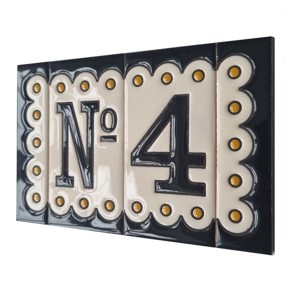 Soto M-3 Spanish Hand-painted Ceramic 11 x 5.5 cm or 2.165 x 4.331 inch House Number Tiles & Accessories