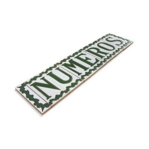 Hand-Painted Green Ceramic Spanish Letter  Number Tiles - 10 x 5.5 cm - Option of Frames