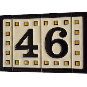 Soto Square Espanhol Cerâmica Pintada à Mão 11 x 5,5 cm ou 2,165 x 4,331 polegadas Número da Casa Azulejos e Acessórios