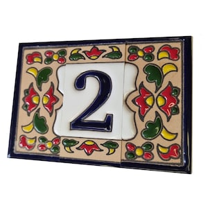 Spanish Mini-Chilli Ceramic Tiles - Hand-Painted 7.5 x 3.6 cm - Letters Numbers Frames