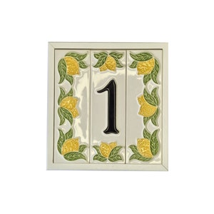 Italian hand-painted ceramic house numbers tiles with black fonts 15 x 4.8 cm