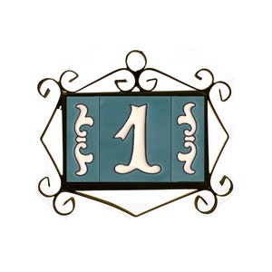 10 x 7.5 cm Spanish Designed Costa Blue Ceramic Numbers and Letters Hand-Painted using the dry cord technique.