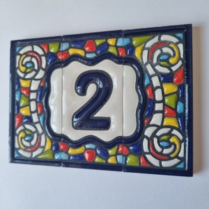 Hand-painted Spanish Mini-Church Styled Ceramic Letter and Number Tiles 7.5 x 3.5 cm