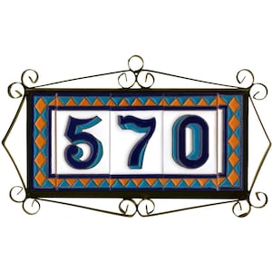 Hand-painted Diamond Glazed Ceramic Spanish Designed Letter and Number Tiles 11 x 6 cm