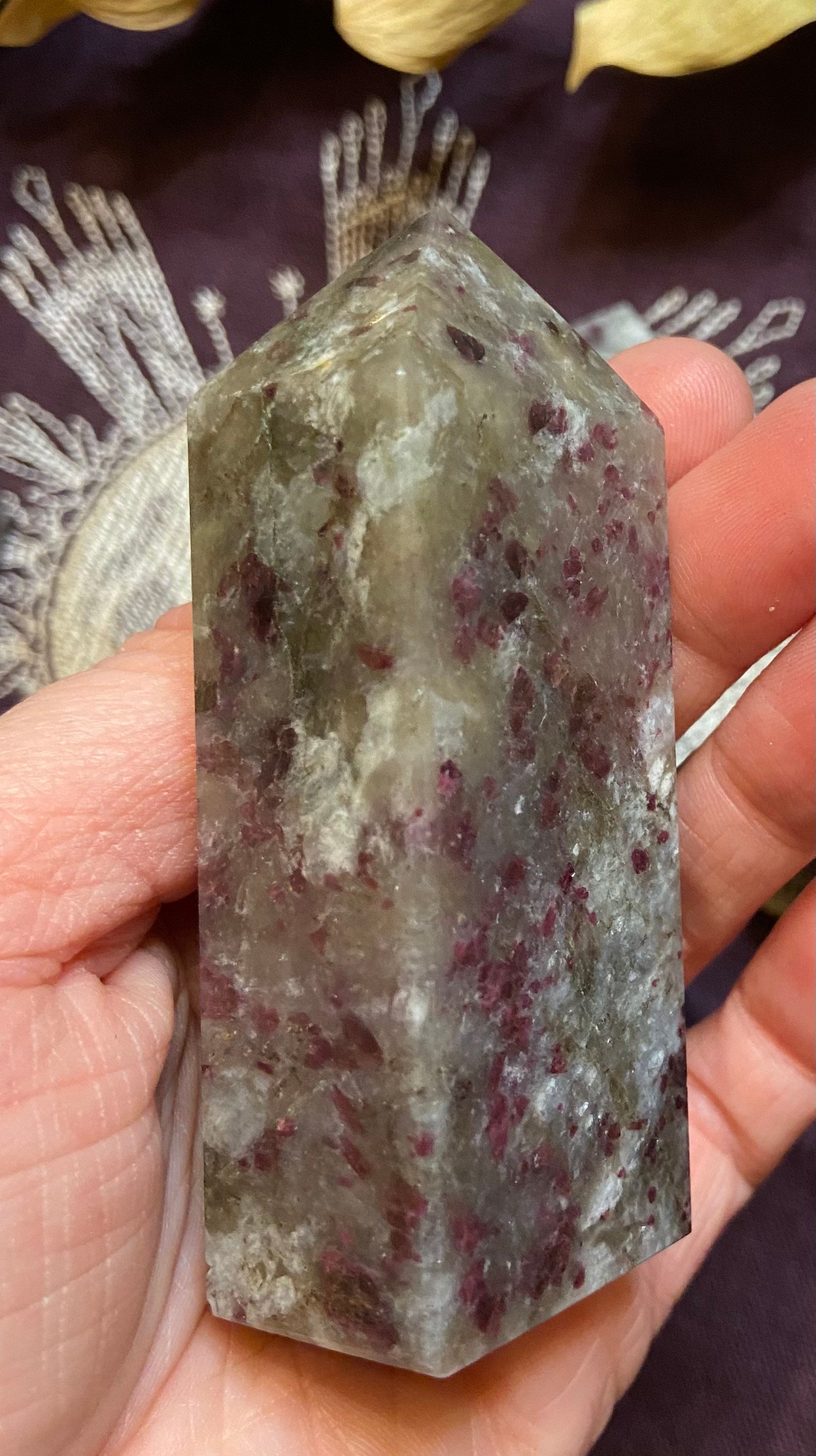 Plum Blossom Tourmaline Point, Plum Blossom Tourmaline Tower, Natural