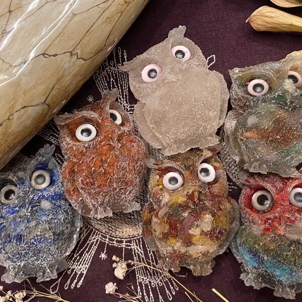 Crystal Chip Resin Owls