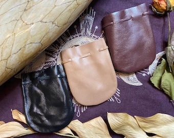 Real Leather Small Pouch, Trinket Pouch, Leather Bag