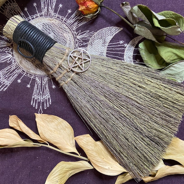 Besom With Pentacle, Handmade Witch Broom, Metaphysical