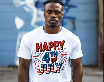Happy 4th of July png | Patriotic Sublimation Designs | Independence Day Clipart | USA Flag PNG | Fireworks