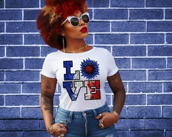 Love 4th PNG flower | Patriotic Sublimation Designs | Independence Day Clipart | USA Flag PNG | Fireworks | Digital Download