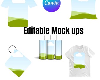 Canva All Over t-shirt, Tumbler, Nyckelring, Kudde, Redigerbara mockups