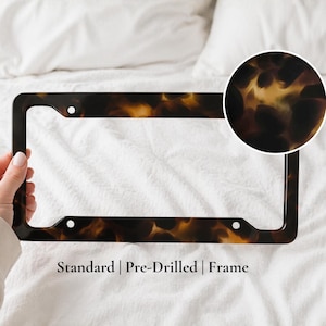 Tortoiseshell License Plate Frame, Brown Tortoise Shell Car Accessory, Classy Neutral Car Decor, Luxe Aesthetic Metal Plate Frame
