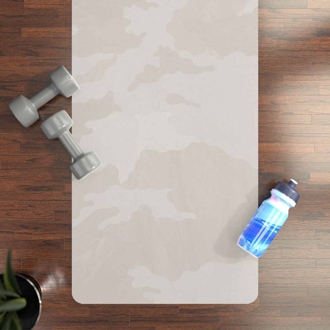 Mat Stack Neutral Beige Camo Yoga Mat, Neutral Aesthetic Rubber Yoga Mat, Non Slip Custom ...
