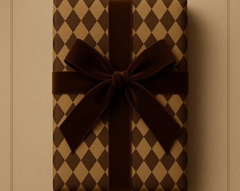 Diamond Harlequin Pattern Gift Wrap Papers | Brown Beige Neutral, Weddings & Christmas