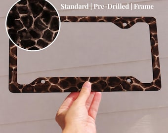 Tortoiseshell Metal License Plate Frame | Luxury Girly Car Accessory | Brown Neutral Aesthetic Car Decor | Stylish Car Plate Frame |