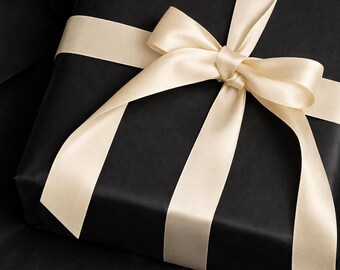 Classic Black Wrapping Paper - Luxury Matte or Satin Gift Wrap - Modern Elegant Gift Wrap for Birthdays, Weddings & Holidays