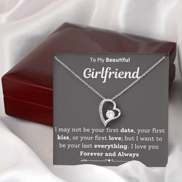 To My Girlfriend Heart Necklace Gift, Jewelry Gift for Girlfriend, Girlfriend Birthday Gift from Boyfriend, Anniversary Gift for Girlfriend