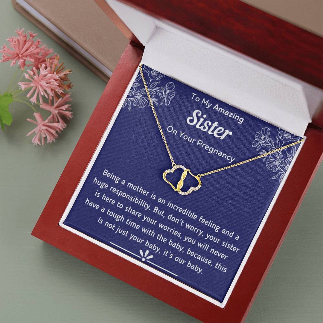 Gold Necklace Baby Shower Pregnancy Gift for Sister Gender Etsy