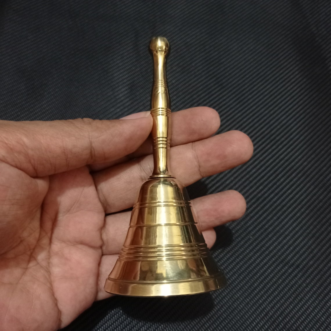 Brass Hand Bell Vintage Brass School Hand Bell Classic Etsy
