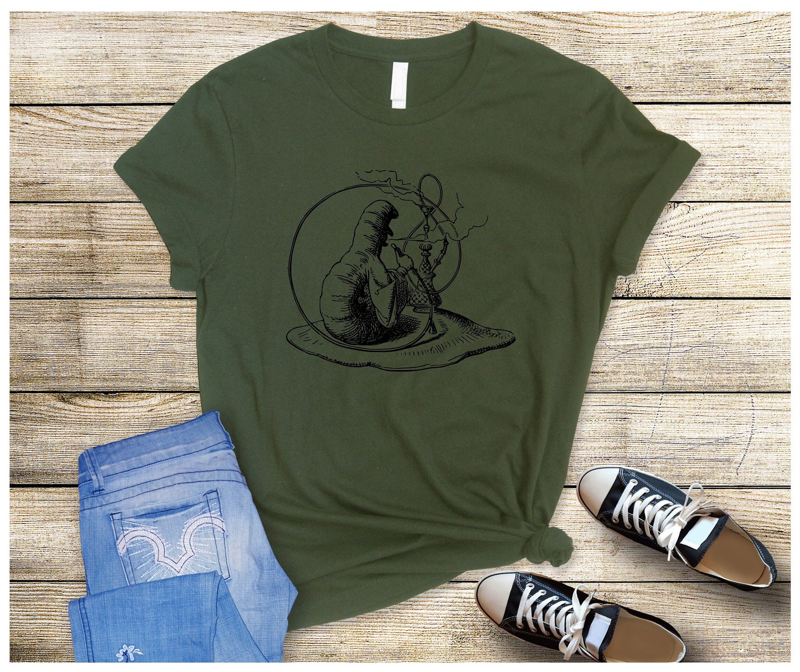 Alice in Wonderland's Hookah Smoking Caterpillar Tshirt Etsy