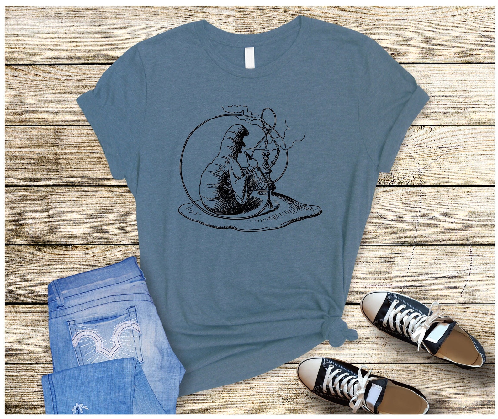 Alice in Wonderland's Hookah Smoking Caterpillar Tshirt Etsy