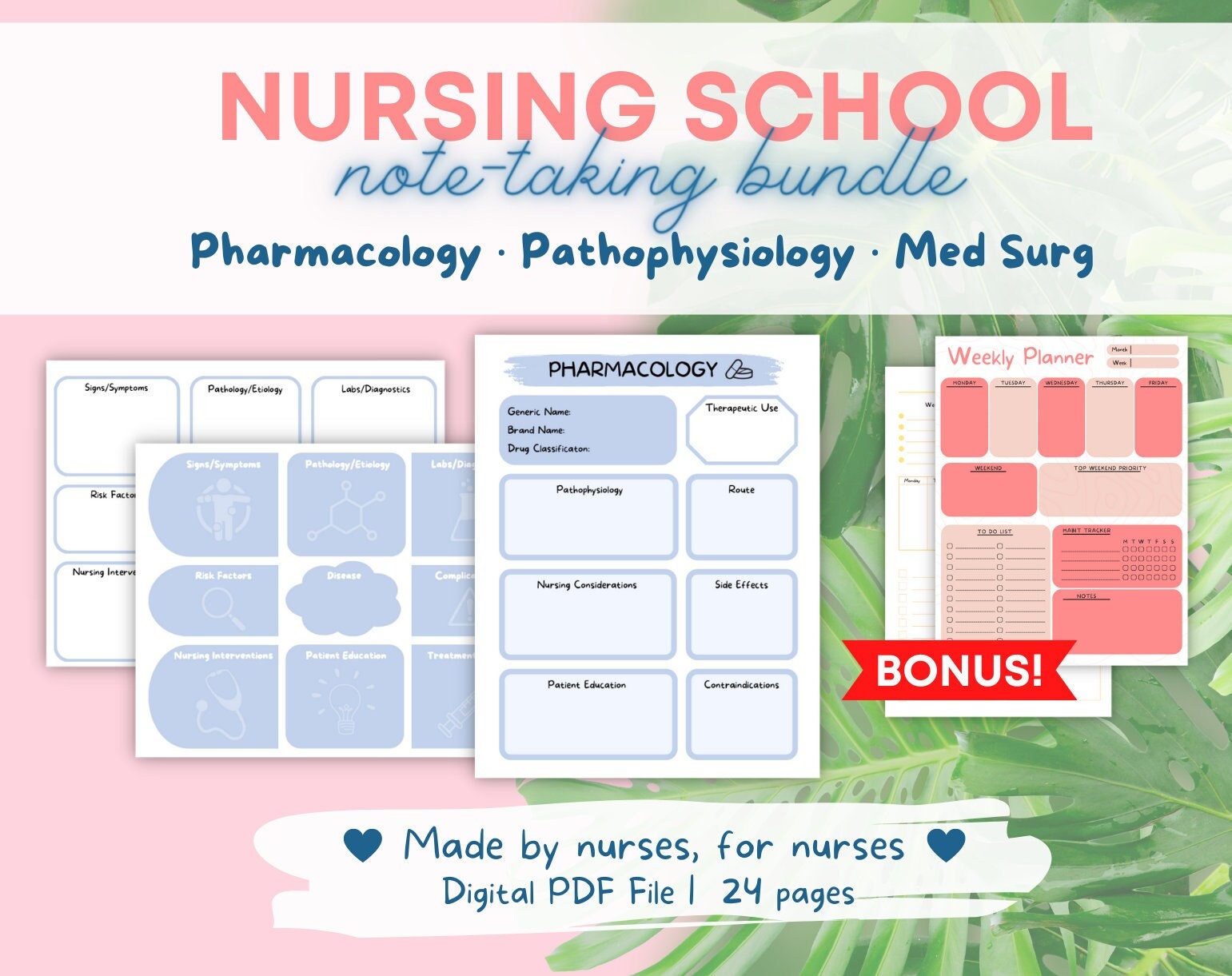 Nursing Notes PDF Template BUNDLE- Pharmacology, Nursing Concept Maps ...