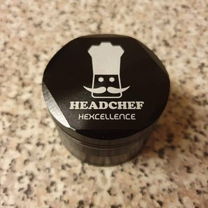 55mm Headchef Hexcellence Grinder in Black - High Quality metal grinder- Metal Herb Shredder - Fast & Free Post