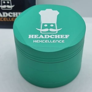 55mm Headchef Hexcellence 2 Tone Silk Touch Grinder - Teal/internal Silver - Super Sharp Teeth - High Quality! - Fast & Free Post