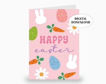 Tarjeta de Pascuas descarga instantánea · Tarjeta digital lista para imprimir · Happy Easter · Regalo para celebrar y felicitar