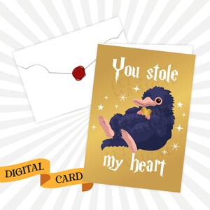 Je hebt mijn hart gestolen · Magisch dier · Digitale kaart direct downloaden · Wenskaart klaar om af te drukken · Magisch cadeau · Digitaal item