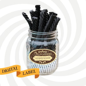 Wizard Wands Sweets · Printable Sticker Label · Instant Download · Ready To Print · Birthday & Halloween Party · Digital Item