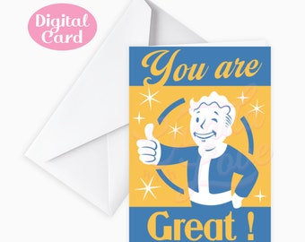 You are great! · Digital Card Instant Download · Greeting Card Ready To Print · Gamer Videogame · Gift to Celebrate · Aesthetic & Cute Cards